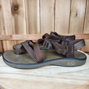 Chaco Z/2 Sandals Mens 12 Brown Striped Thong Toe Loop Adjustable Outdoor Shoes